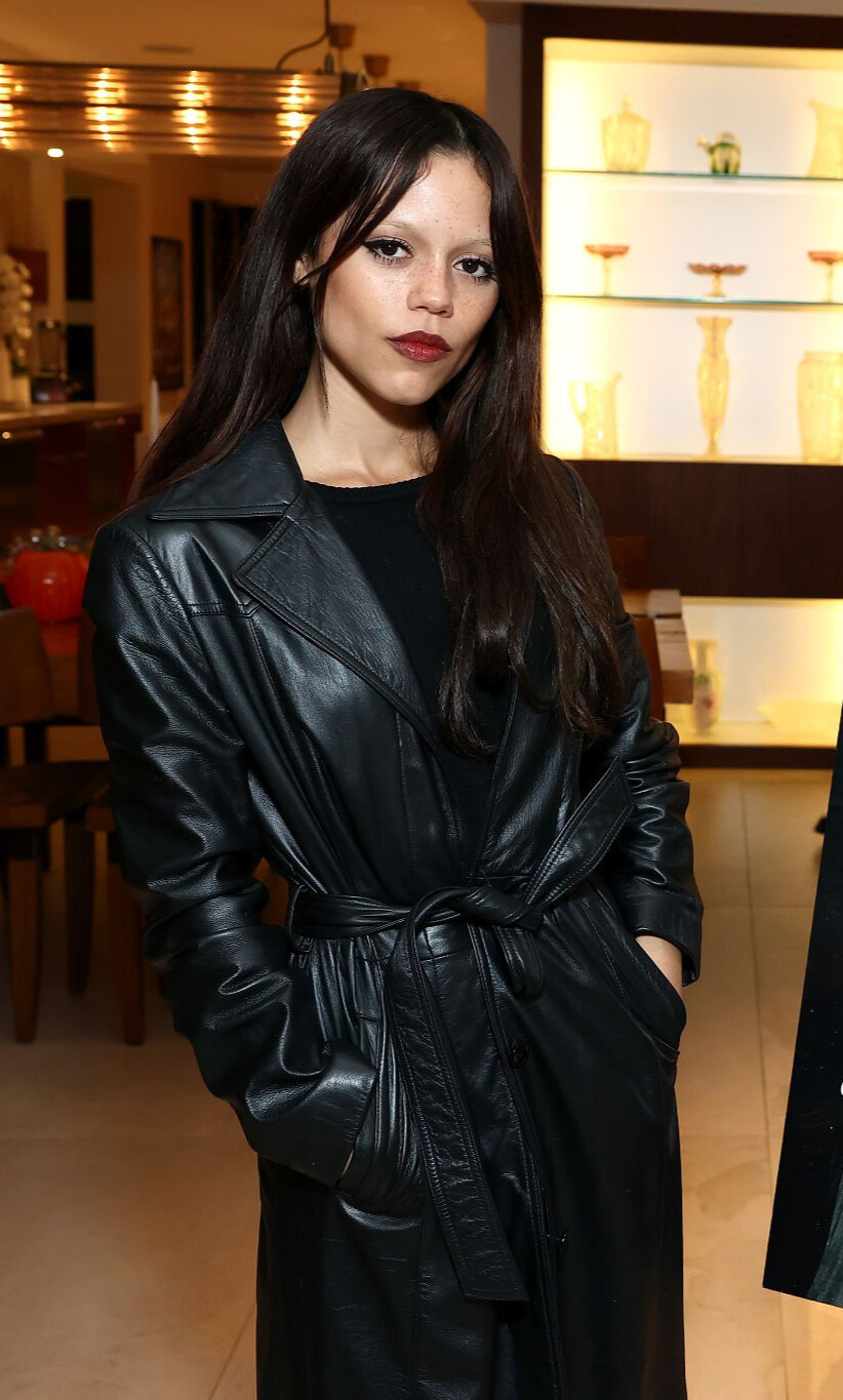 Jenna Ortega Fashion Spotlight Black Leather Trench Coat Magic at Netflix’s Frankenstein Event
